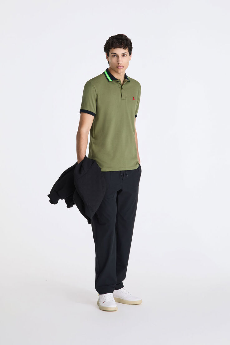 Polo en piqu&eacute; de coton stretch avec d&eacute;tails fluo  Peuterey - medium