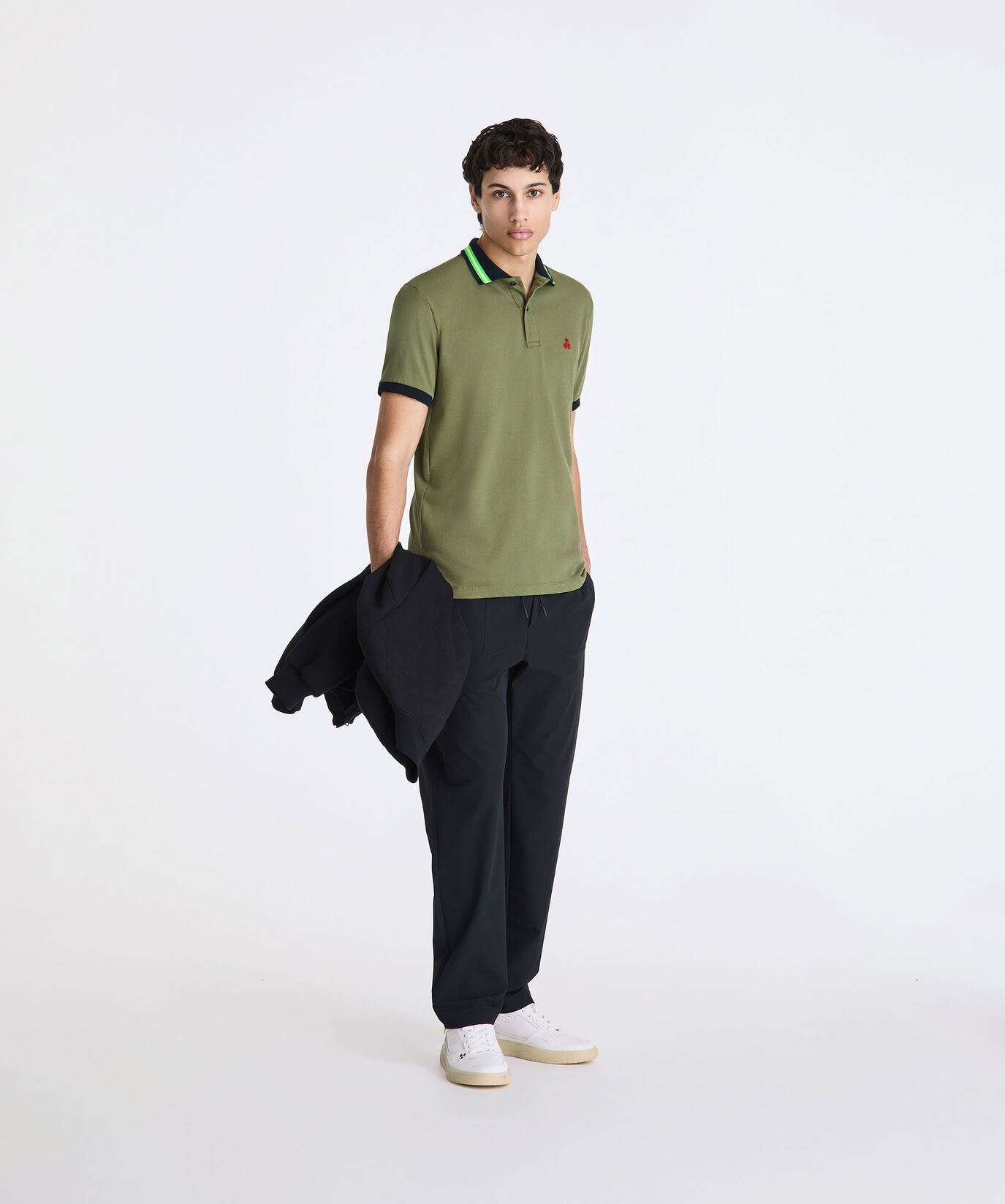 Stretch cotton pique polo shirt with neon details  Peuterey - large image number 0
