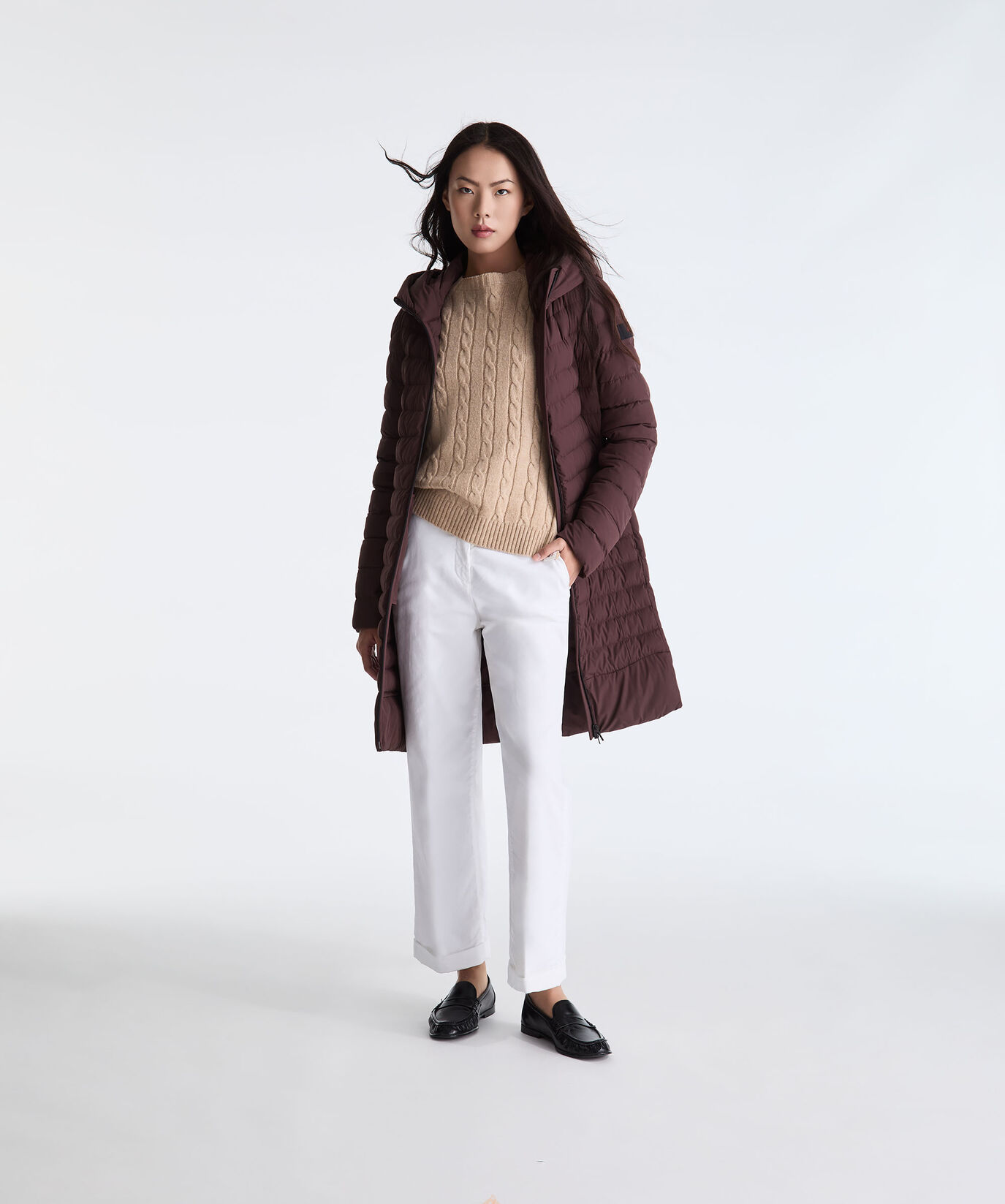 PEUTEREY ブラウン ダウンジャケット 42 BROWN Narrow Groove Quilted Down Jacket for Women | Peuterey