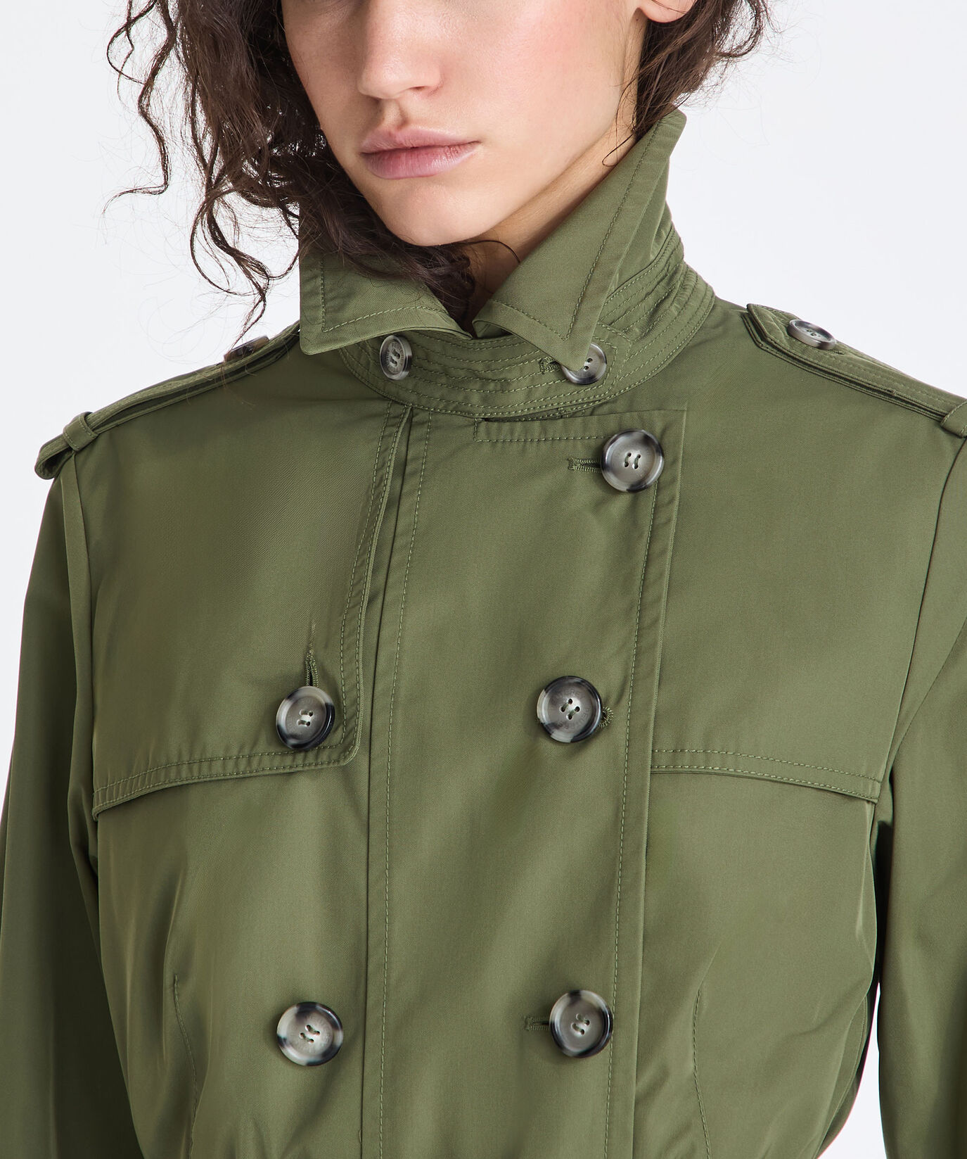 Trench doppiopetto in taffet&agrave; con cintura  Peuterey - large