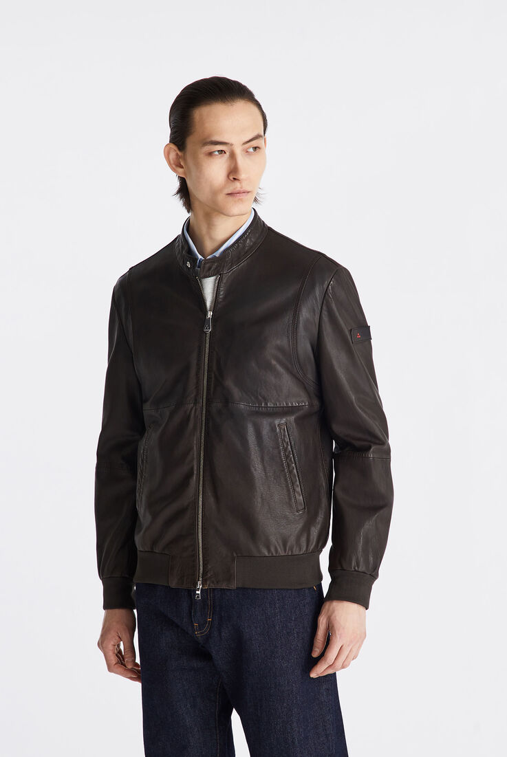 Leather bomber jacket with elastic jersey details  Peuterey - medium
