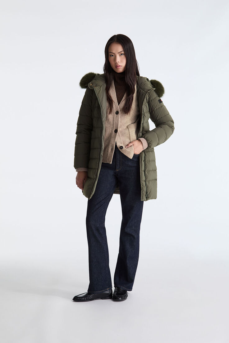 Long Down Jacket with High Collar And Fur Edging  Peuterey - medium