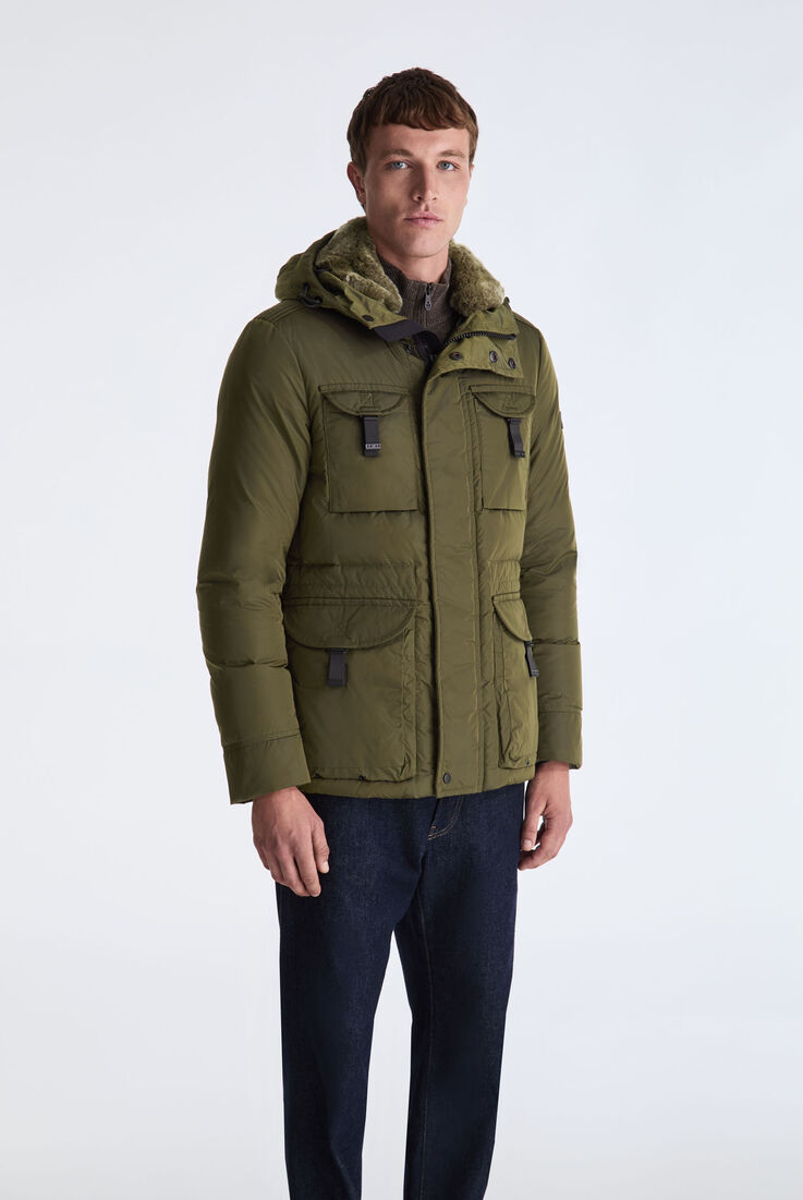 Taffeta Field Jacket with Fur Hood  Peuterey - medium