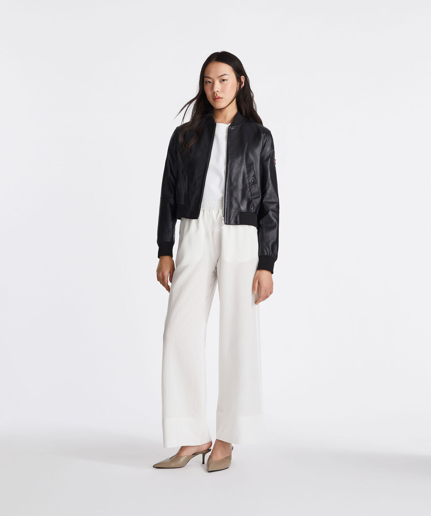 Dyed Nappa leather bomber jacket with knitted details  Peuterey - large image number 0