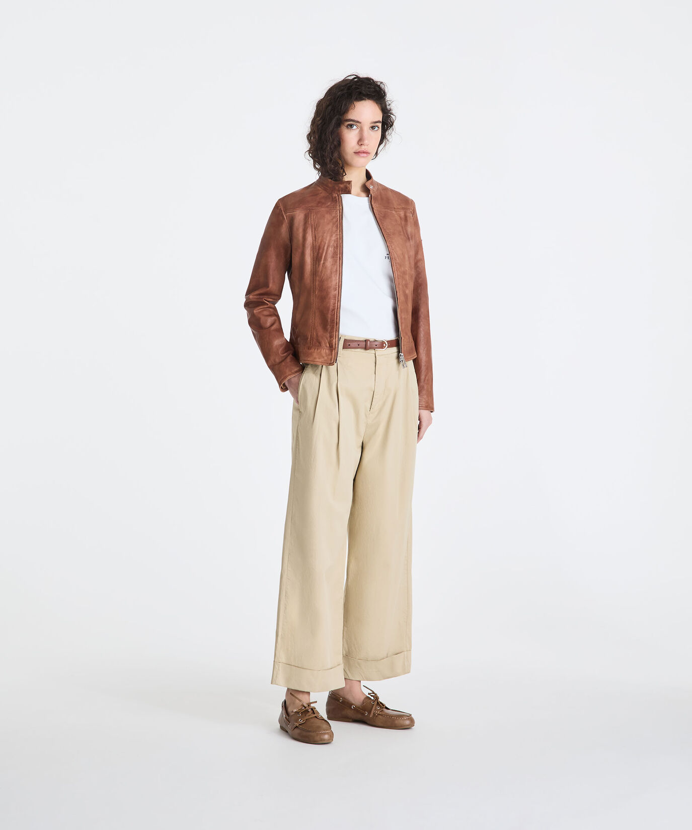 Chaqueta biker de cuero efecto desgastado  Peuterey - large image number 0