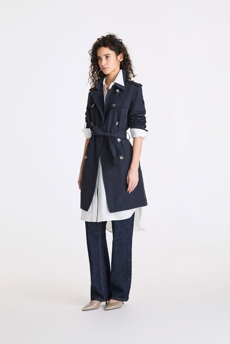 Trench doppiopetto in taffet&agrave; con cintura  Peuterey - medium