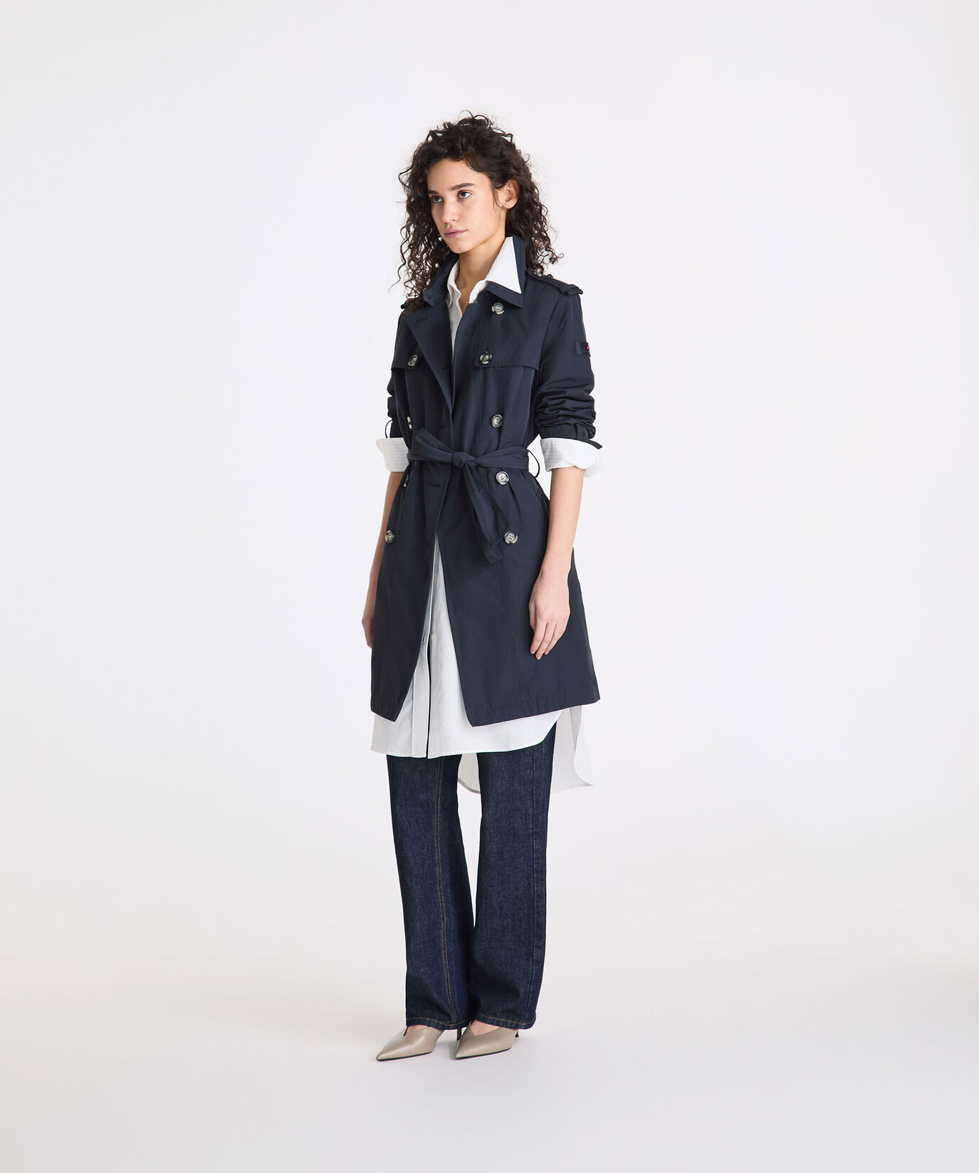 Double-breasted taffeta trench coat with belt  Peuterey - large image number 0