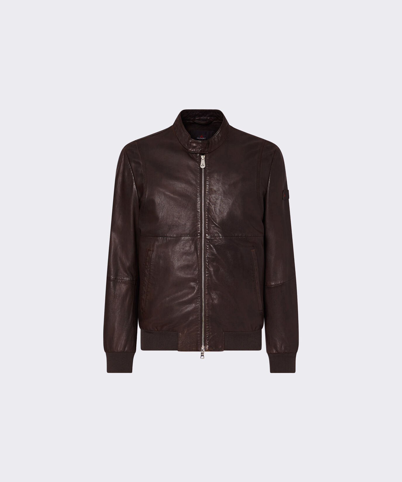 Leather bomber jacket with elastic jersey details  Peuterey - large