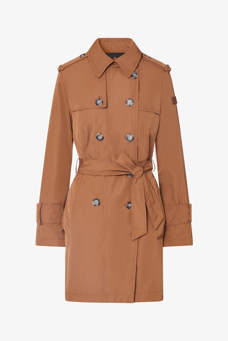 Trench crois&eacute; en taffetas avec ceinture  Peuterey - still-fondo-neutro