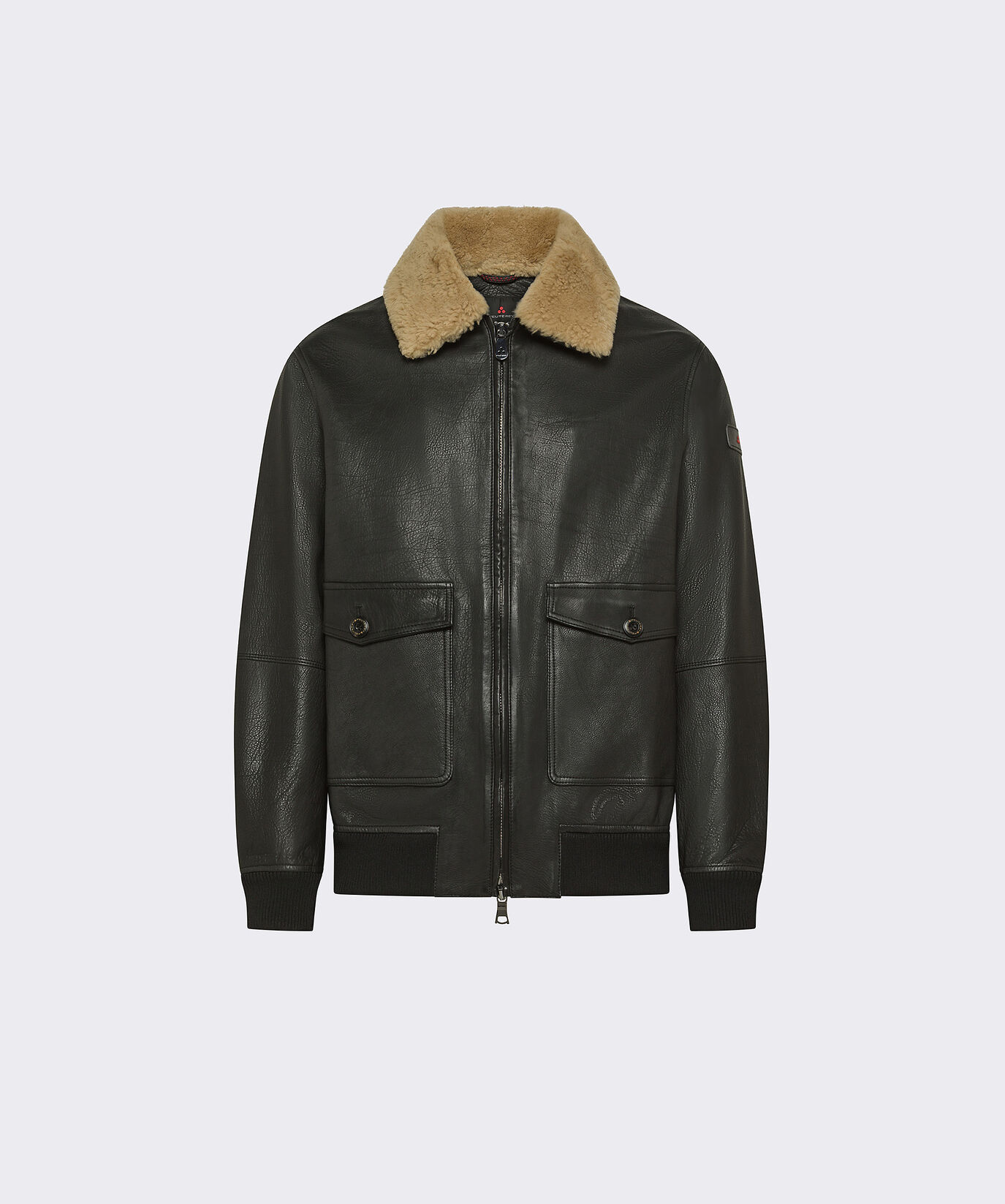 Wool Jersey and Leather Bomber Jacket  Peuterey - large