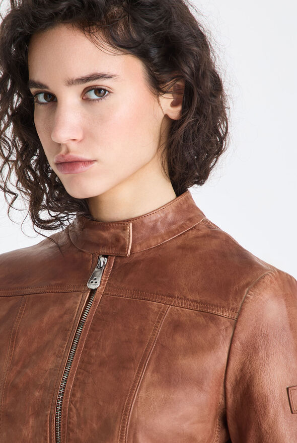 Worn-effect leather biker jacket  Peuterey - medium