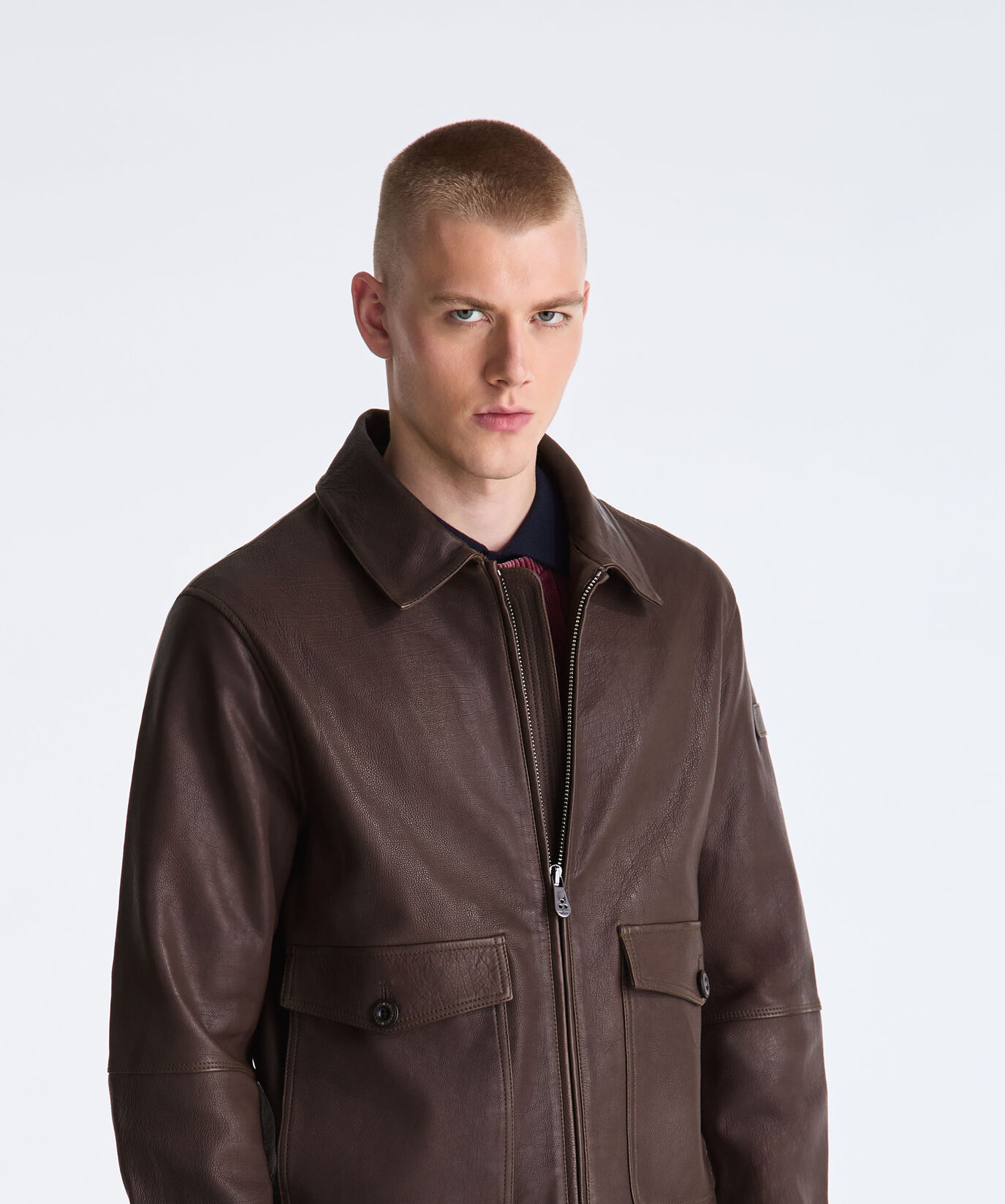 Wool Jersey and Leather Bomber Jacket  Peuterey - large image number 4