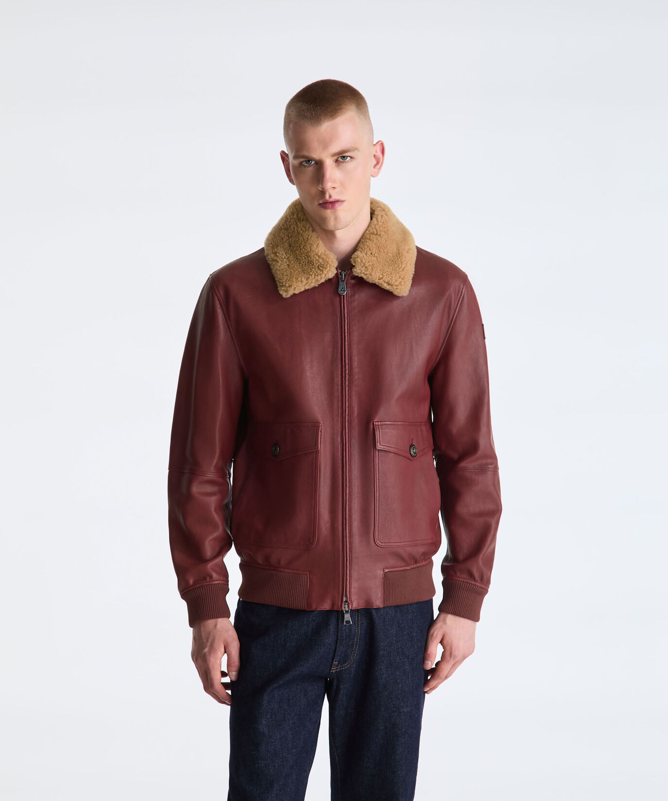Bomberjacke aus Leder und Wolljersey  Peuterey - large image number 1