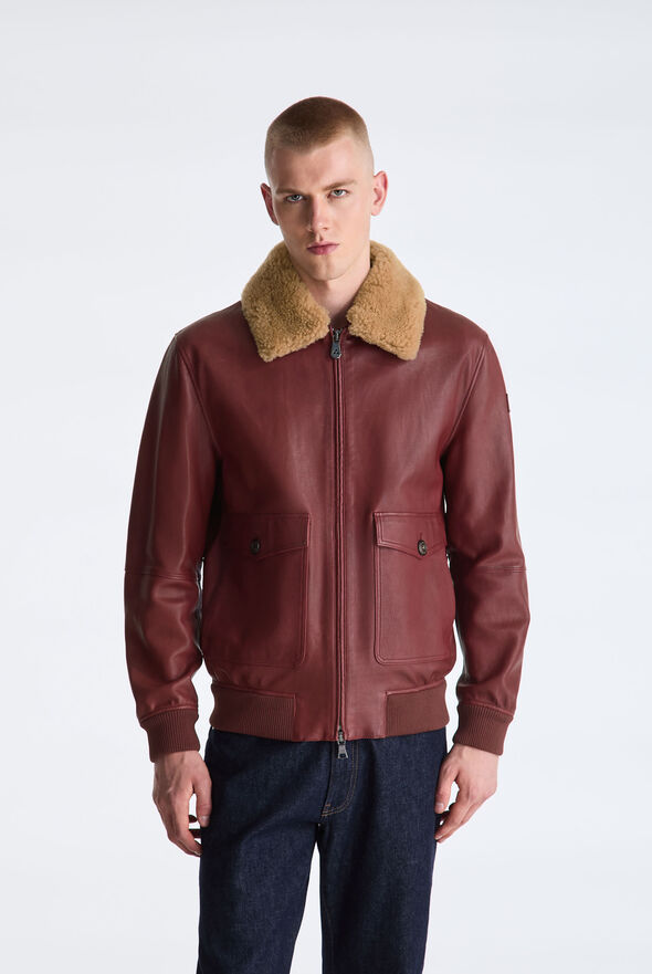 Bomberjacke aus Leder und Wolljersey  Peuterey - medium