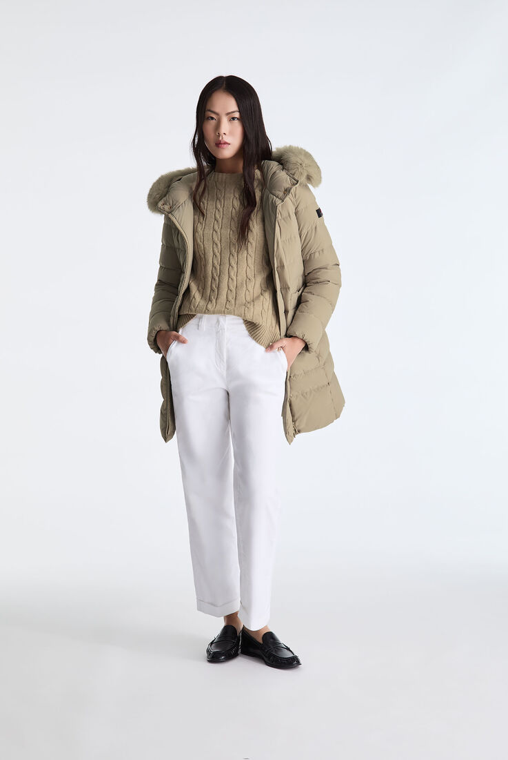 Long Down Jacket with High Collar And Fur Edging  Peuterey - medium