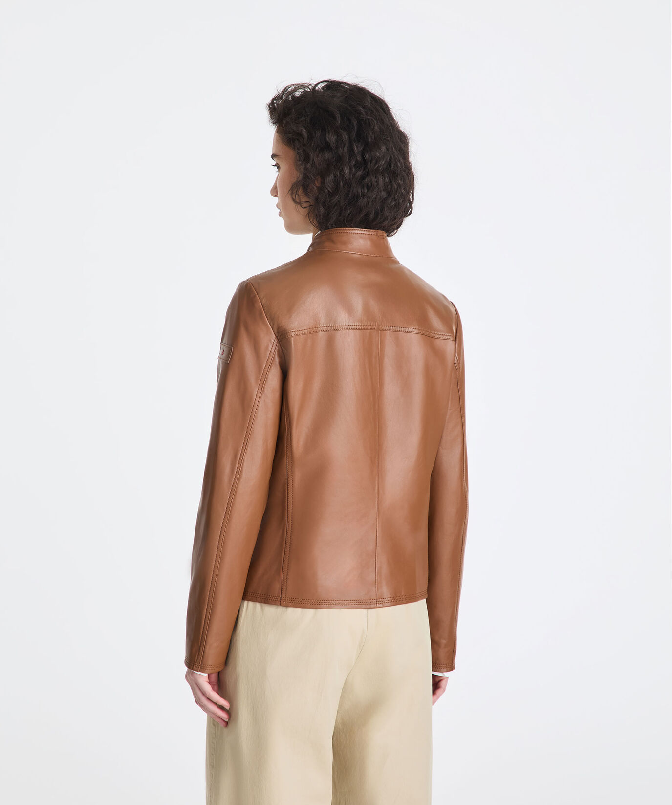 Kurze Bikerjacke aus gef&auml;rbtem Nappaleder  Peuterey - large