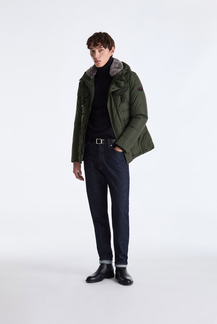 Field jacket in taffet&agrave; con cappuccio in pelliccia  Peuterey - medium