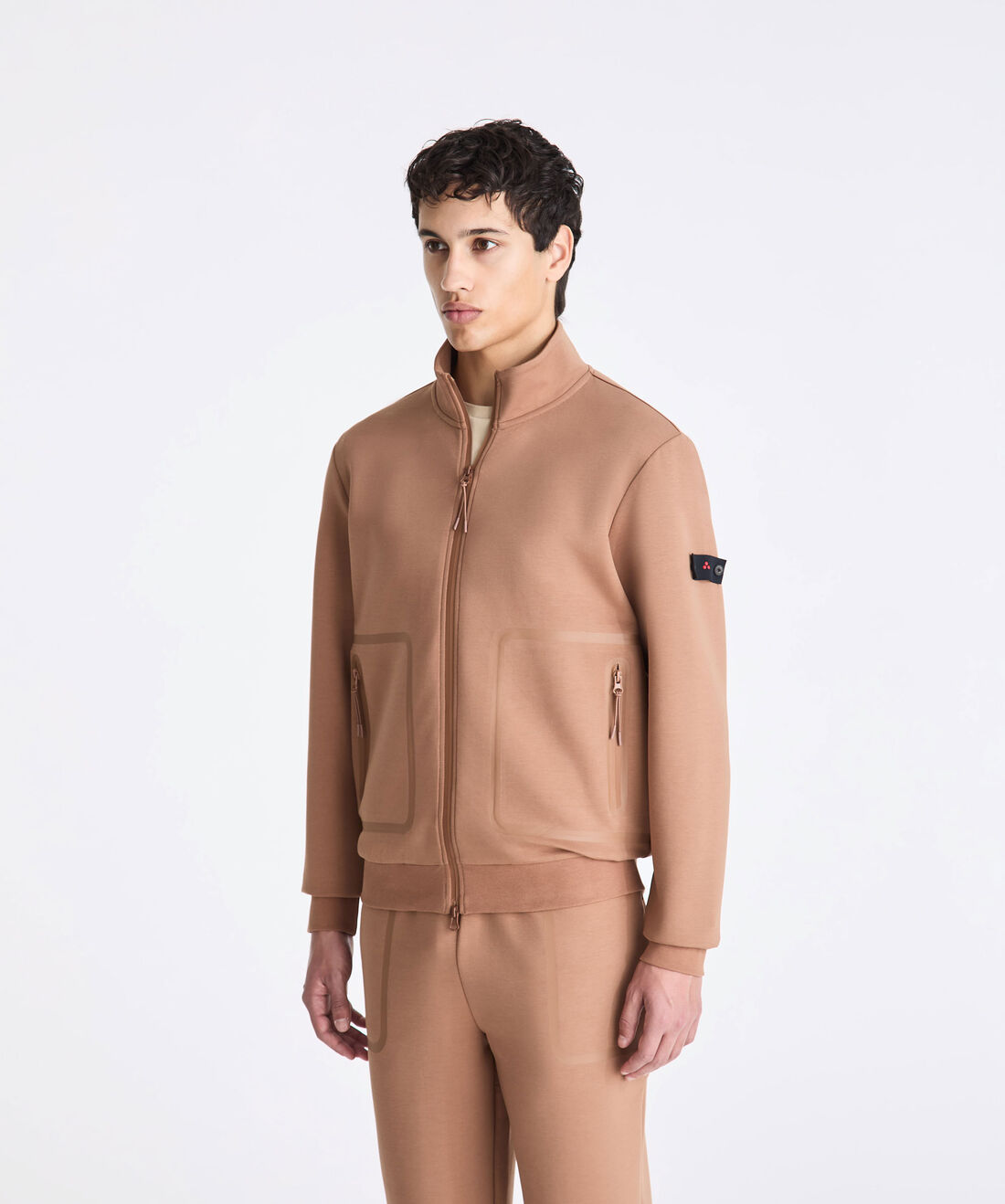 Brown Sweatshirt with pockets with rubberized taping for Men