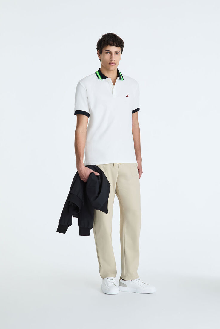 Polo en piqu&eacute; de coton stretch avec d&eacute;tails fluo  Peuterey - medium