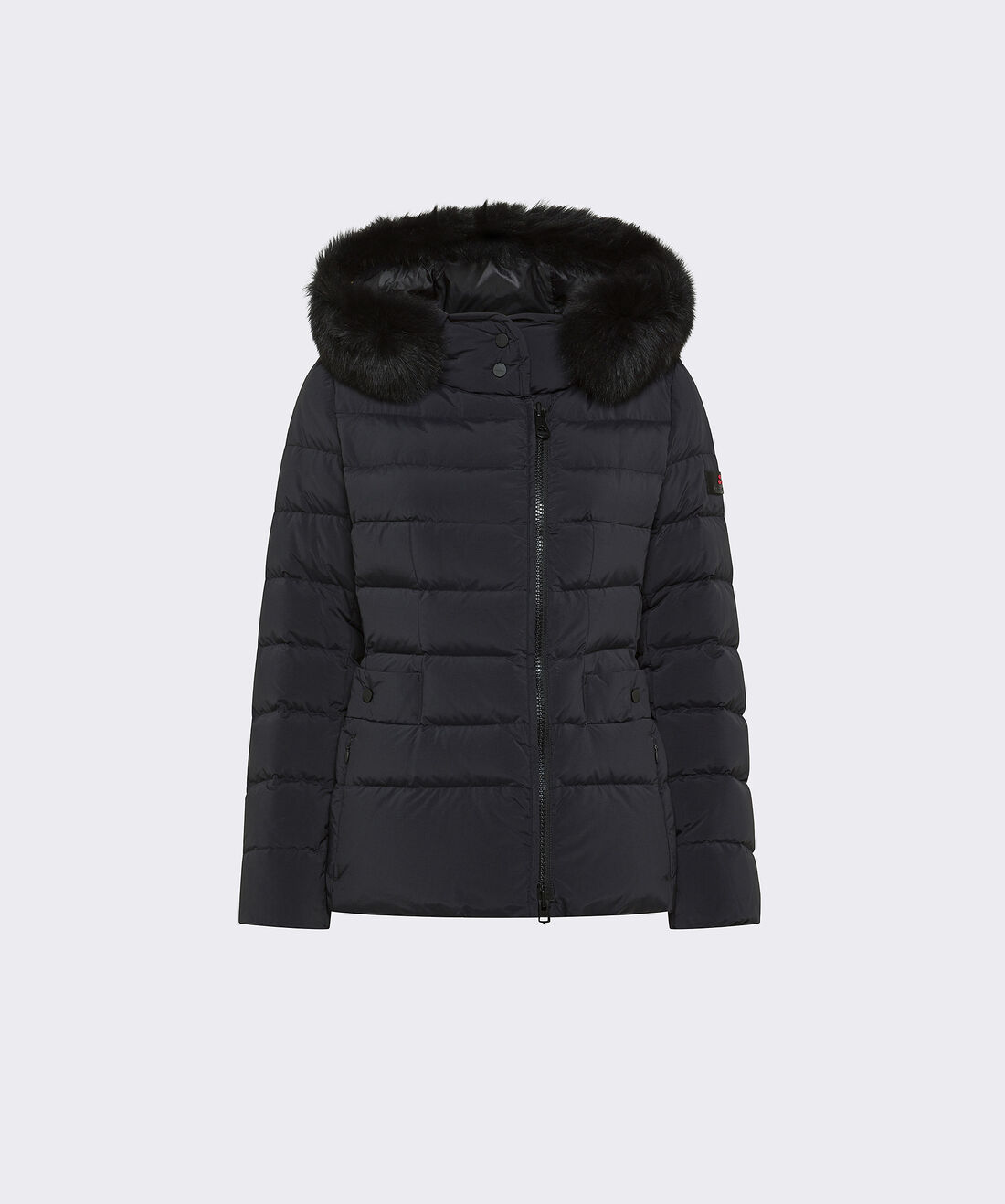 Short Hooded Down Jacket with Fur