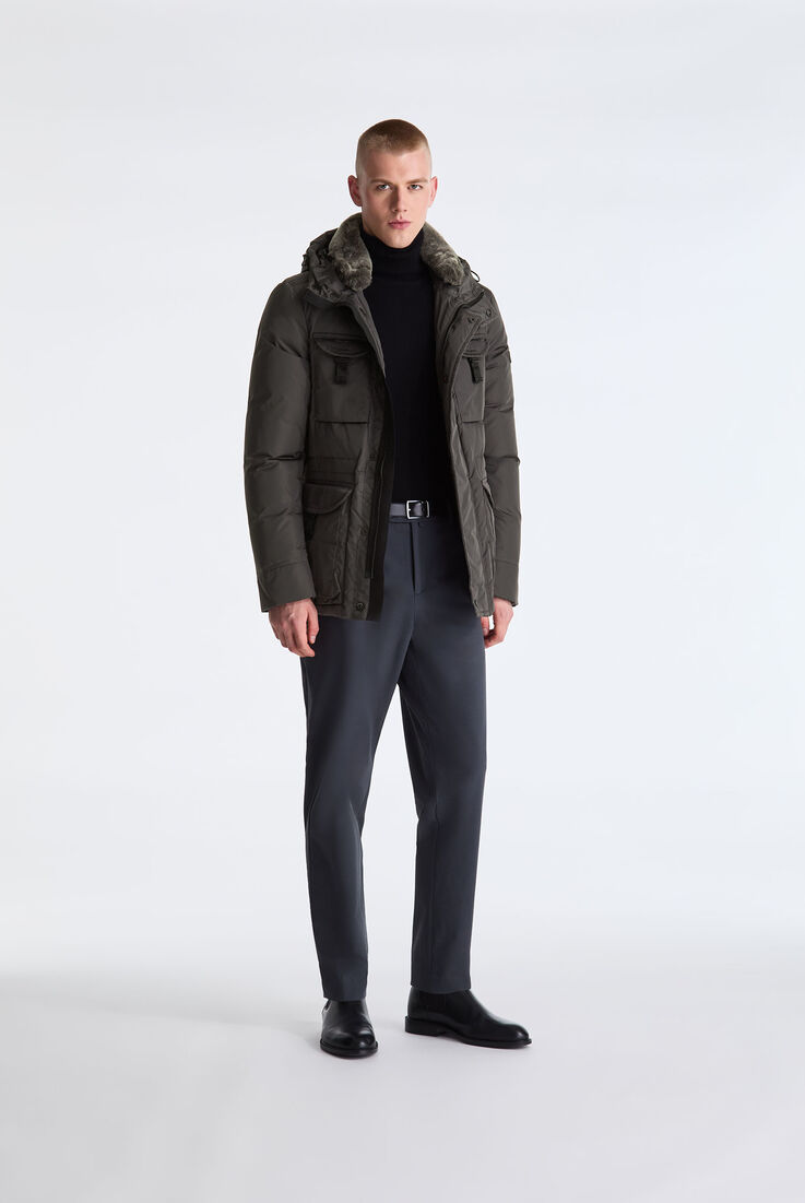 Taffeta Field Jacket with Fur Hood  Peuterey - medium
