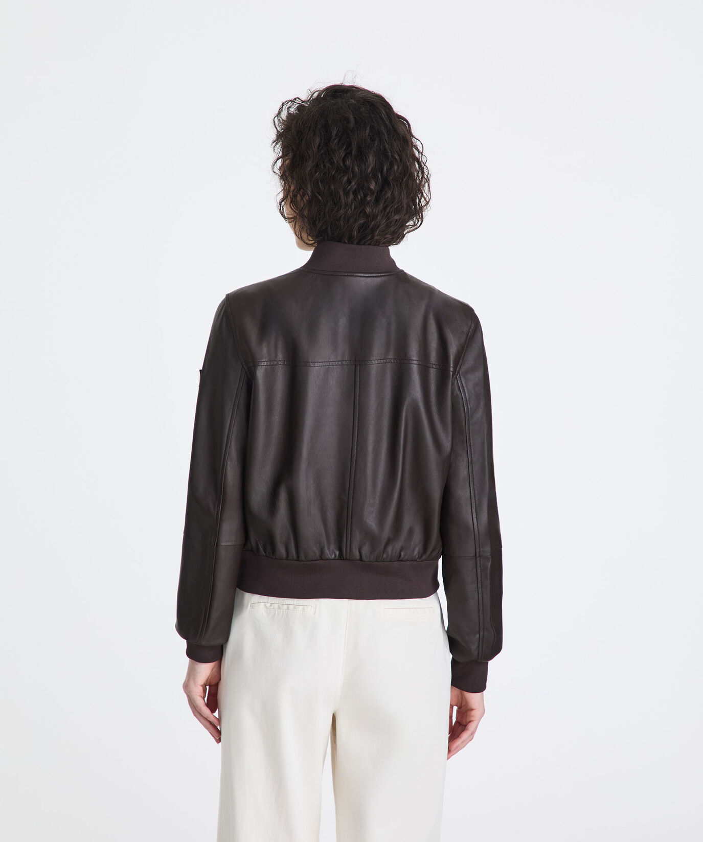 Blouson en cuir nappa teint avec d&eacute;tails en maille  Peuterey - large