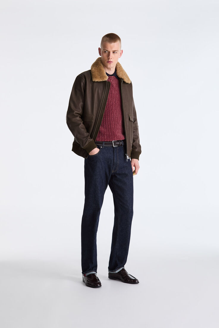 Wool Jersey and Leather Bomber Jacket  Peuterey - medium