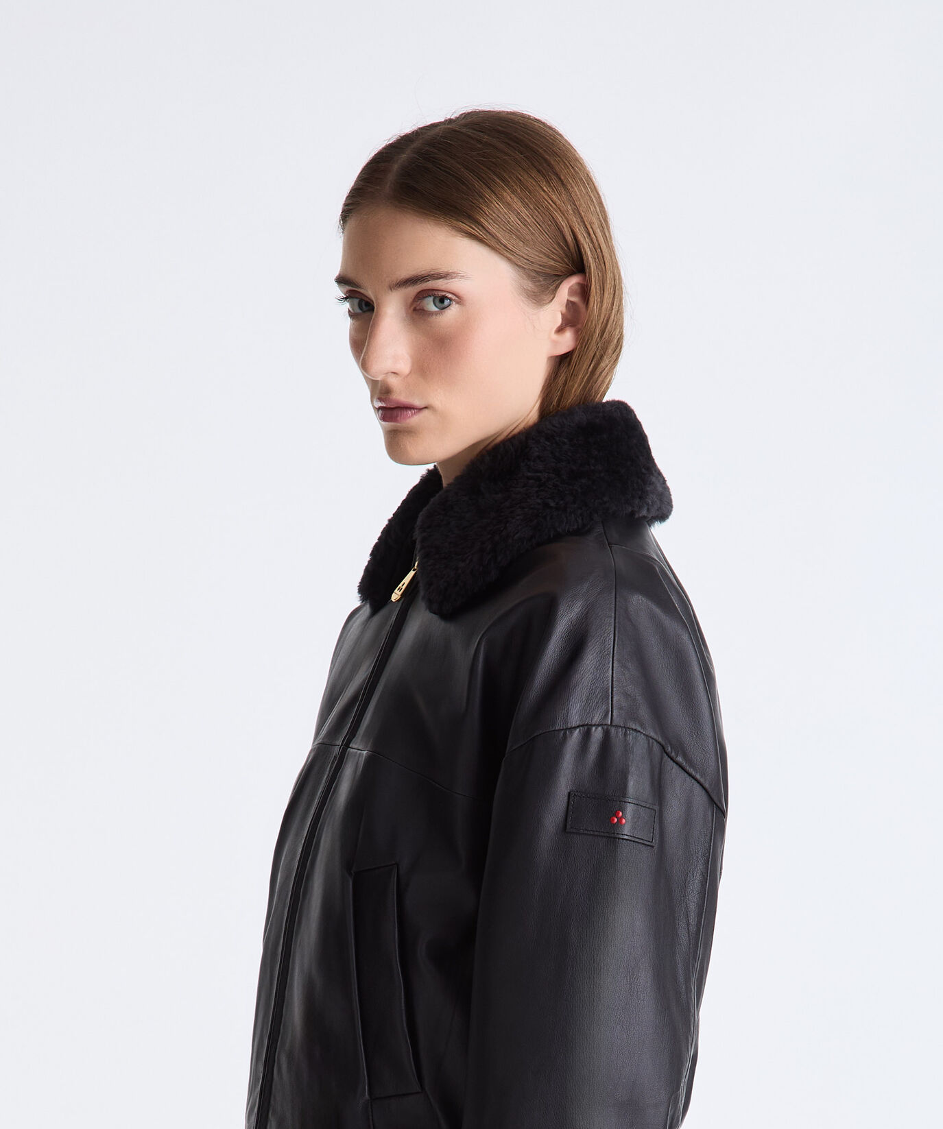Leather Bomber Jacket with Sheepskin Trim  Peuterey - large