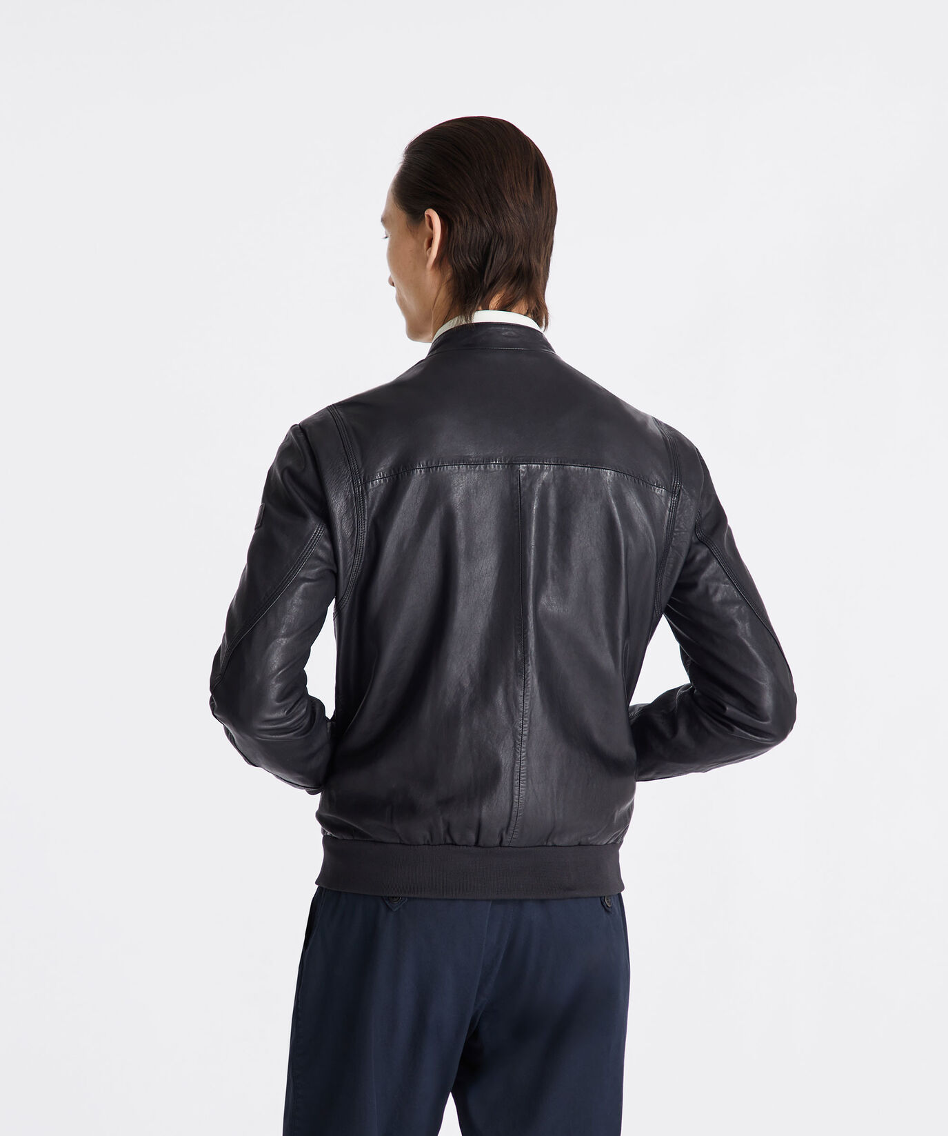 Leather bomber jacket with elastic jersey details  Peuterey - large