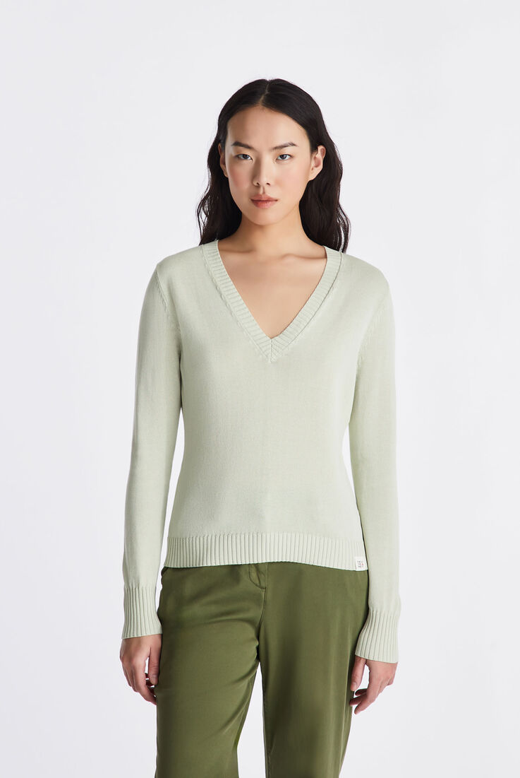 Pull tricot avec col en V en viscose m&eacute;lang&eacute;e  Peuterey - medium