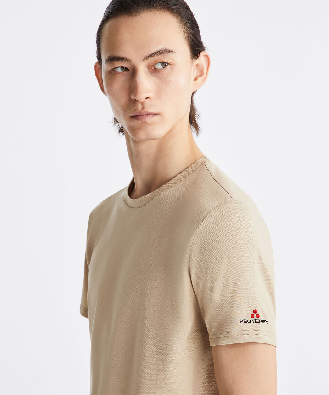 Camiseta de piqu&eacute; el&aacute;stico de algod&oacute;n y seda  Peuterey - large