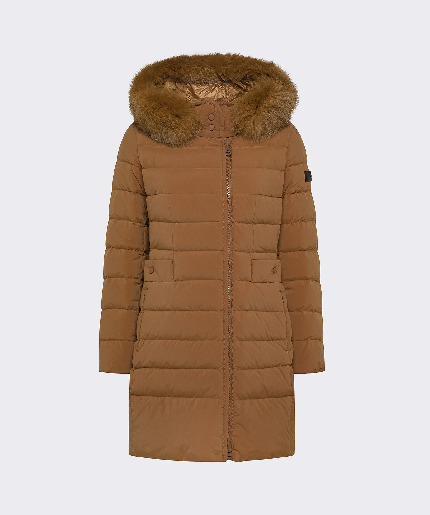 Lange Daunenjacke mit hohem Kragen und Pelzbesatz  Peuterey - large