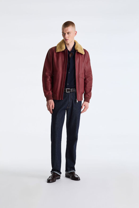 Bomberjacke aus Leder und Wolljersey  Peuterey - medium