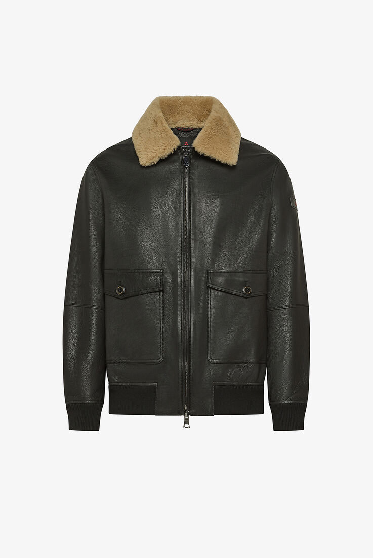 Wool Jersey and Leather Bomber Jacket  Peuterey - still-fondo-neutro
