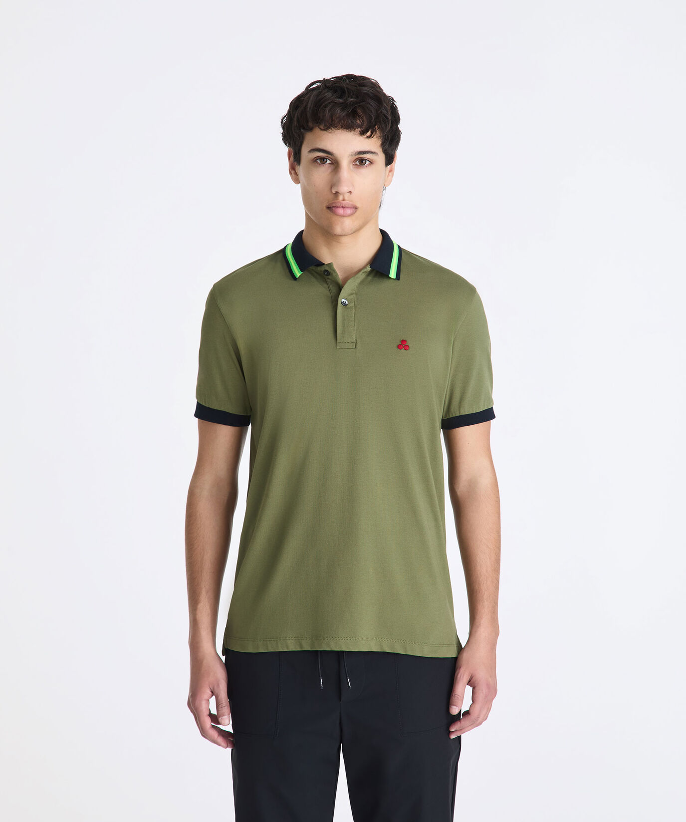 Stretch cotton pique polo shirt with neon details  Peuterey - large image number 1