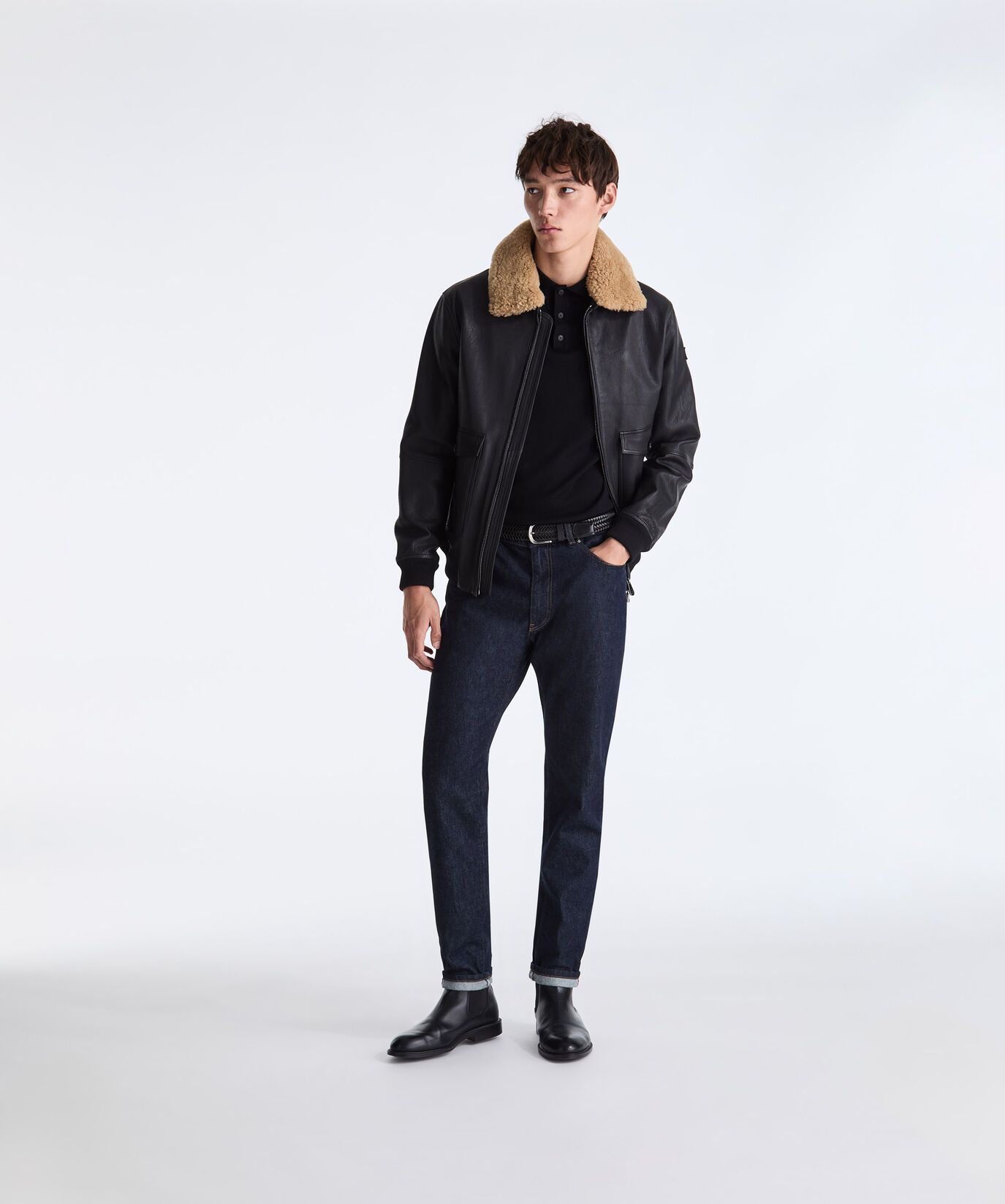 Bomber in pelle e jersey di lana  Peuterey - large image number 0