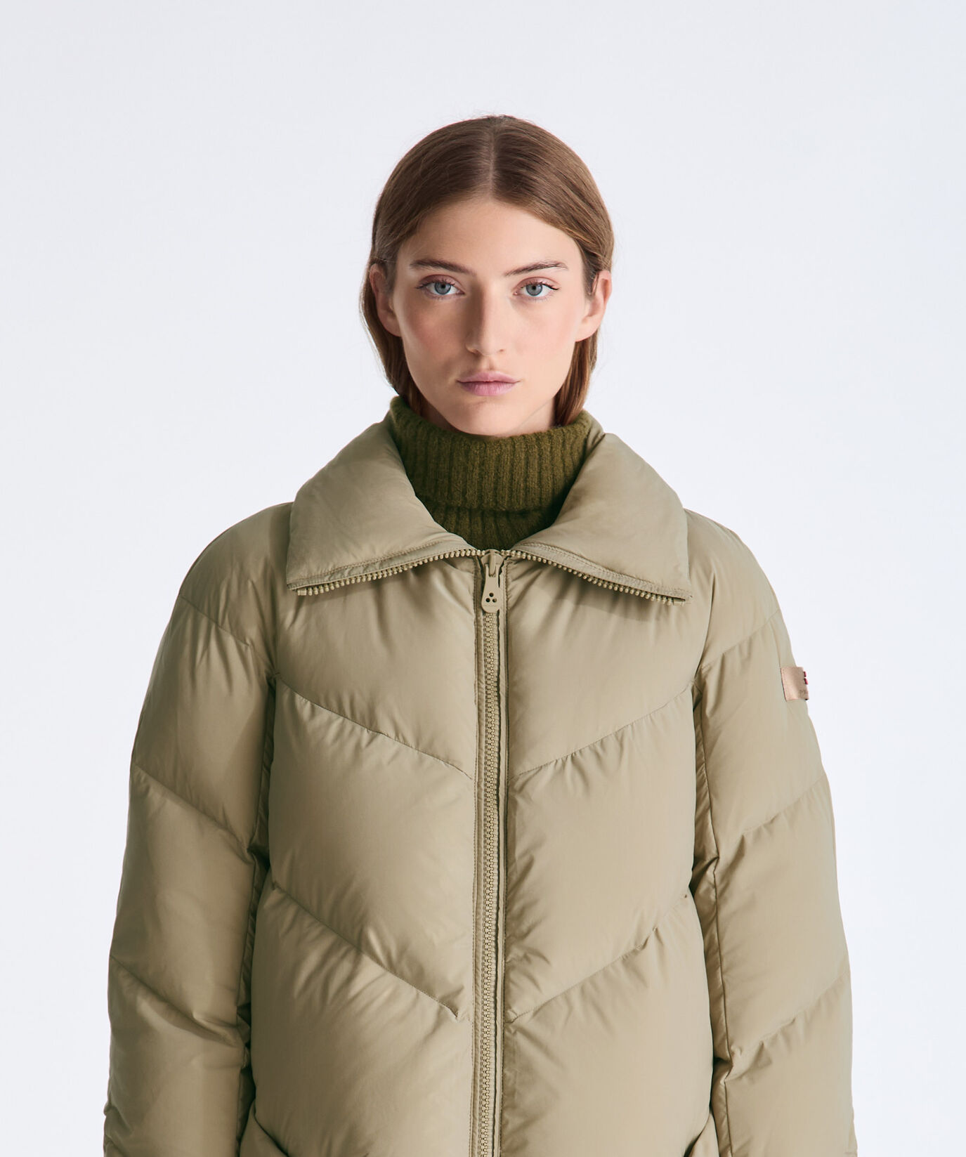 Long Down Jacket with Chevron Quilting and Fur Edging  Peuterey - large