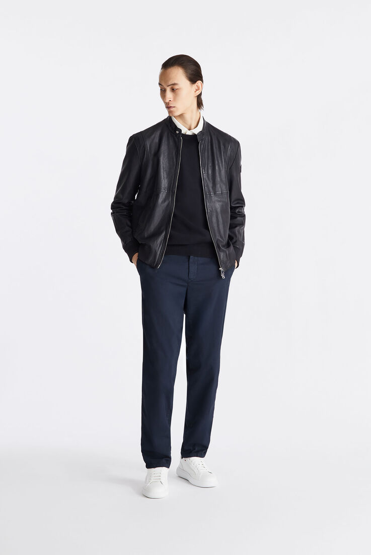 Leather bomber jacket with elastic jersey details  Peuterey - medium