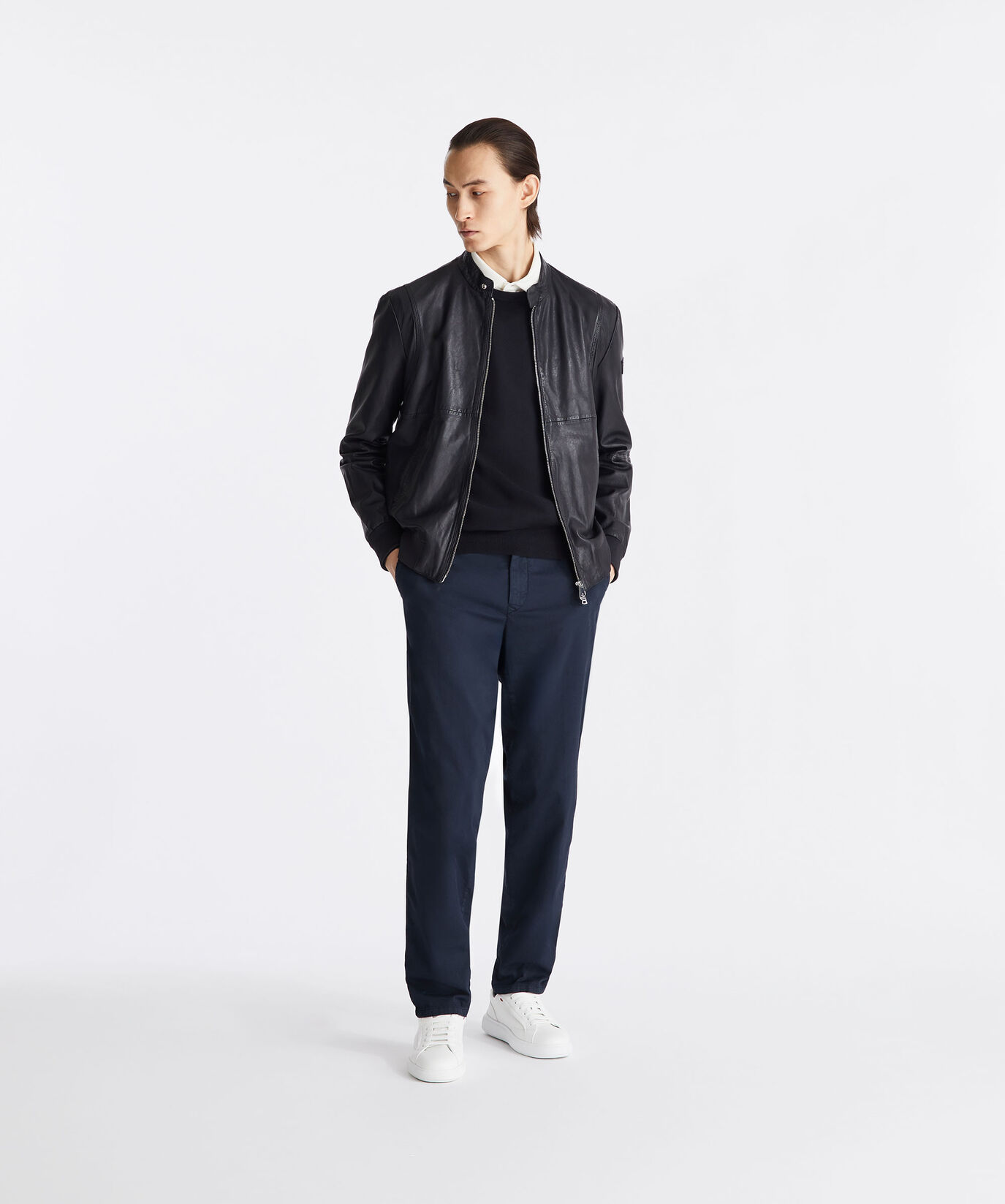Leather bomber jacket with elastic jersey details  Peuterey - large image number 0