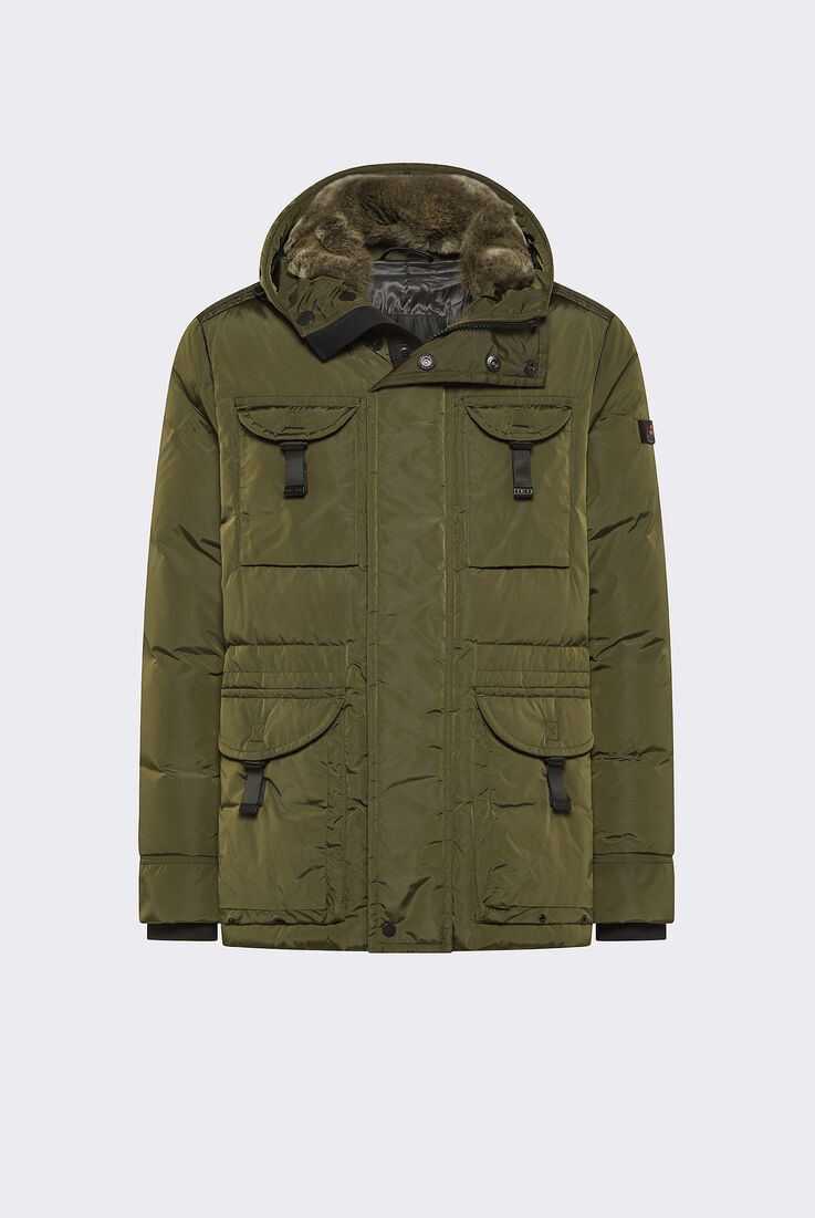 Field jacket in taffet&agrave; con cappuccio in pelliccia  Peuterey - medium