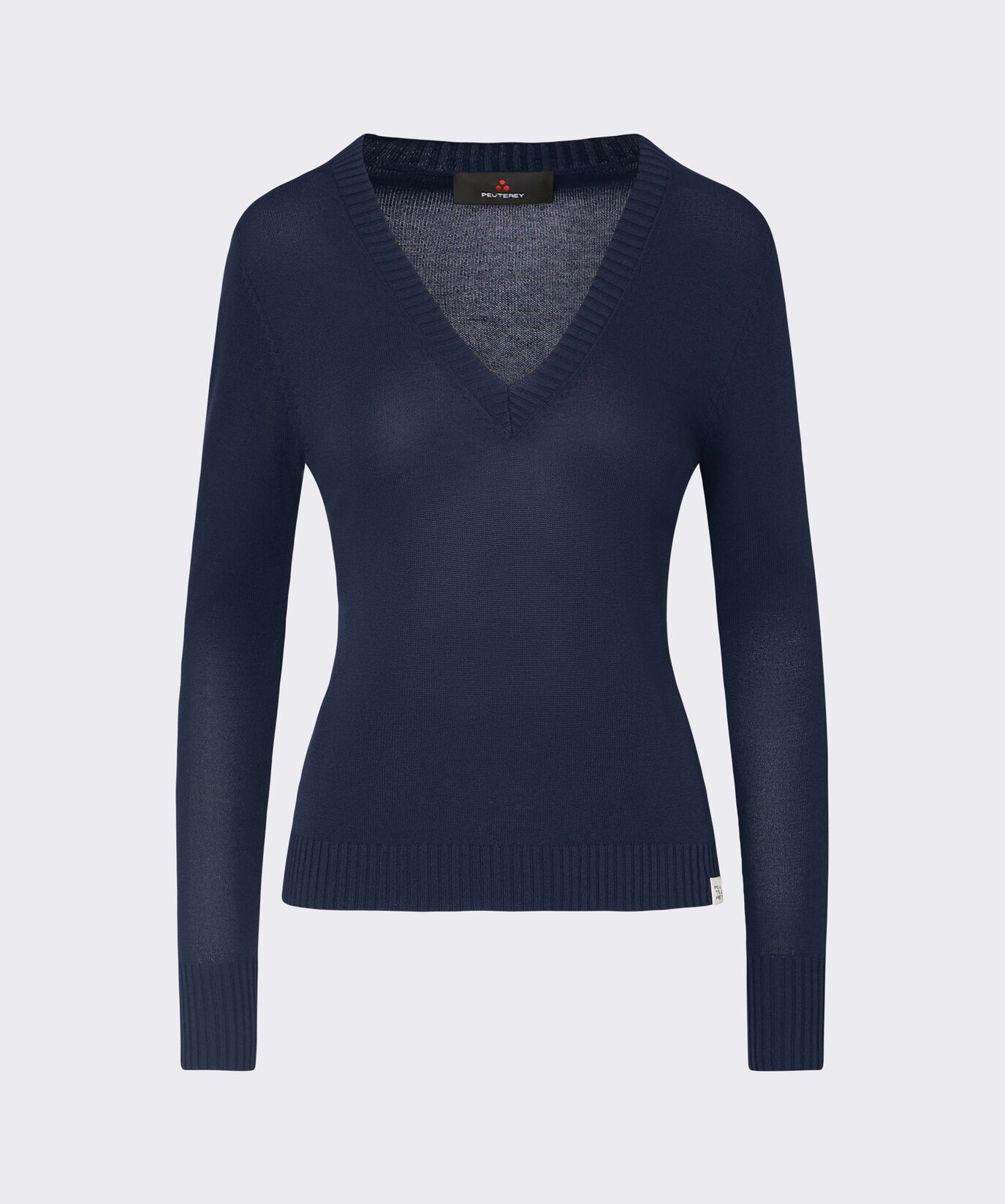 Pull tricot avec col en V en viscose m&eacute;lang&eacute;e  Peuterey - large