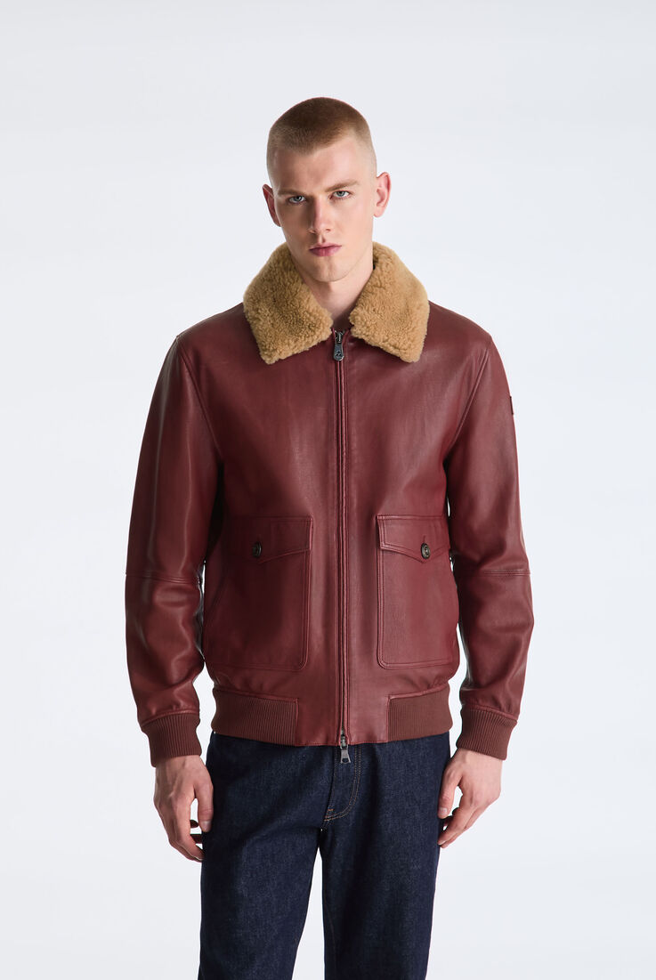 Wool Jersey and Leather Bomber Jacket  Peuterey - medium