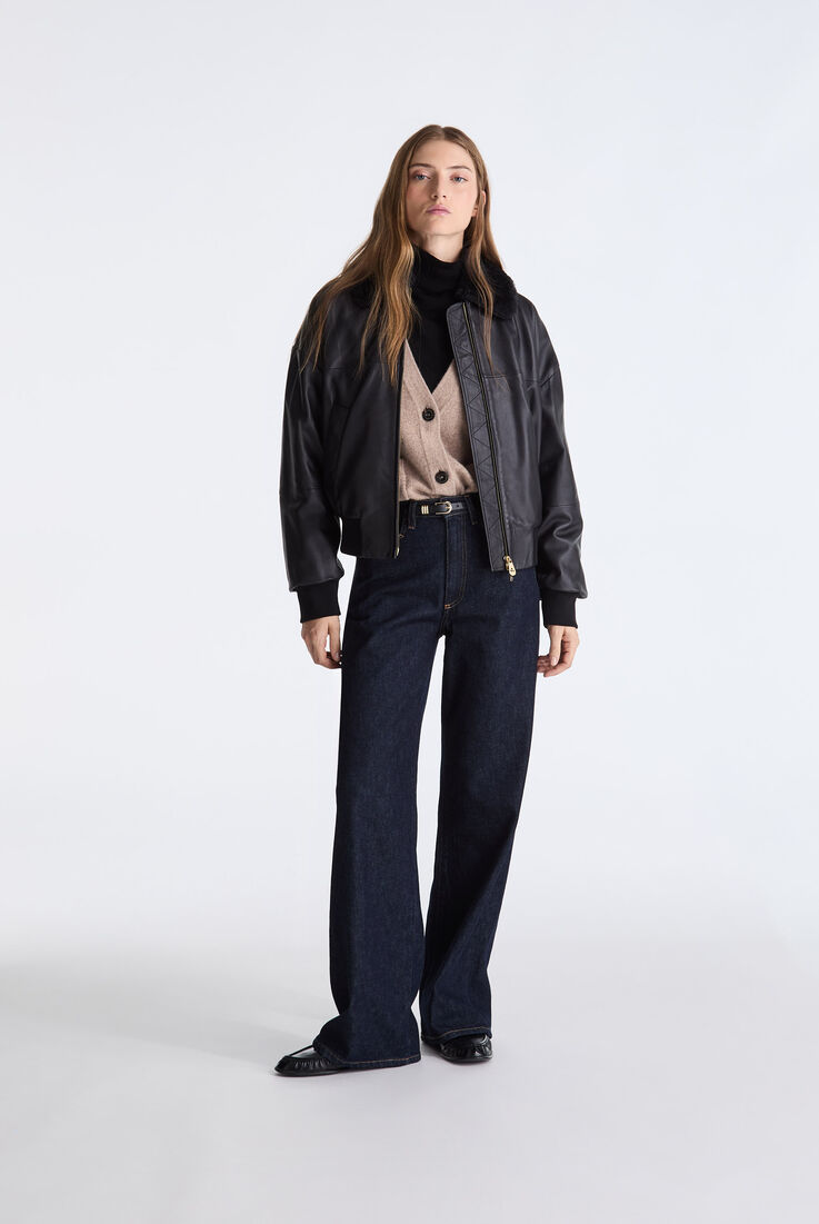 Bomber in pelle con pelliccia di montone  Peuterey - medium