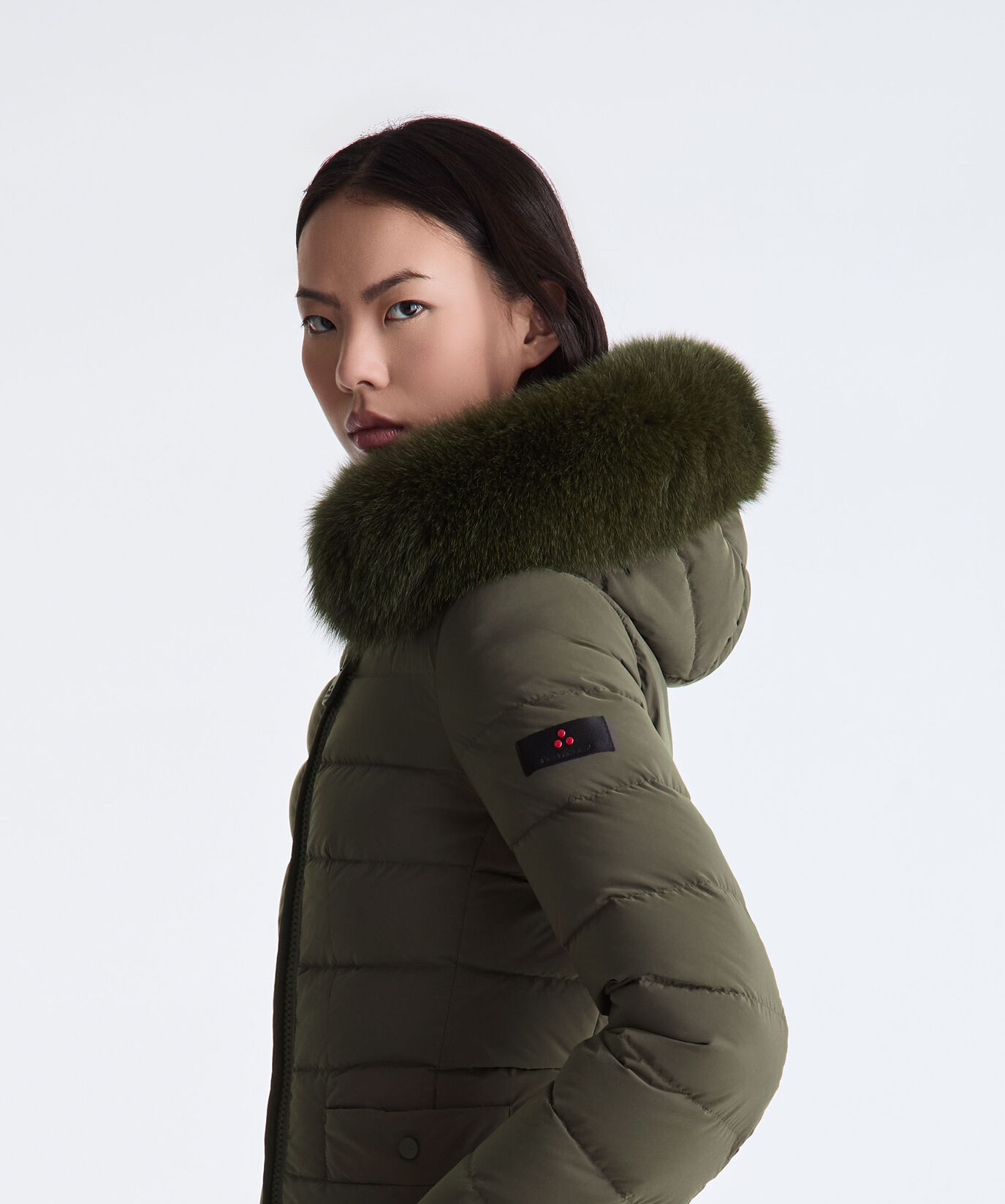 Long Down Jacket with High Collar And Fur Edging  Peuterey - large image number 2
