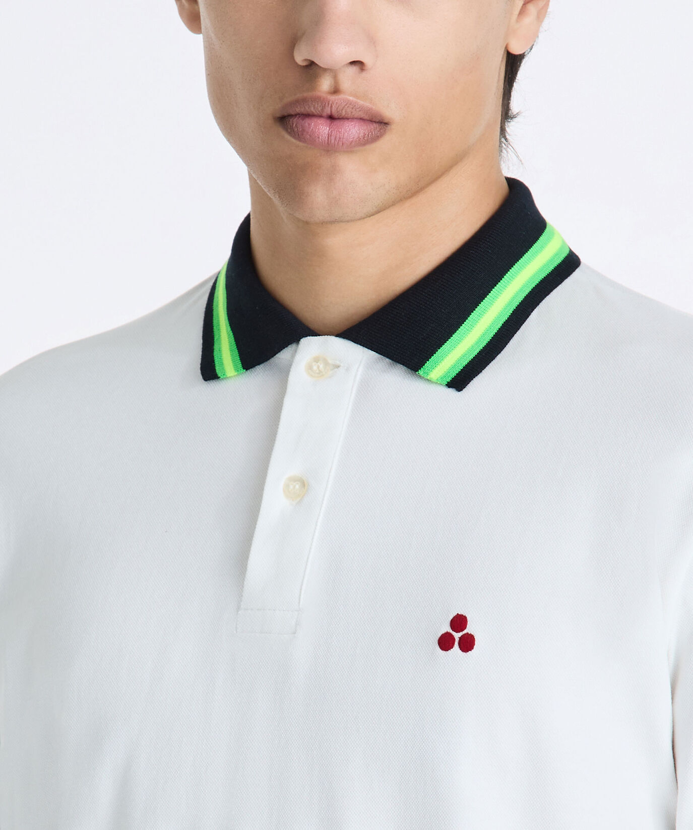 Polo en piqu&eacute; de coton stretch avec d&eacute;tails fluo  Peuterey - large