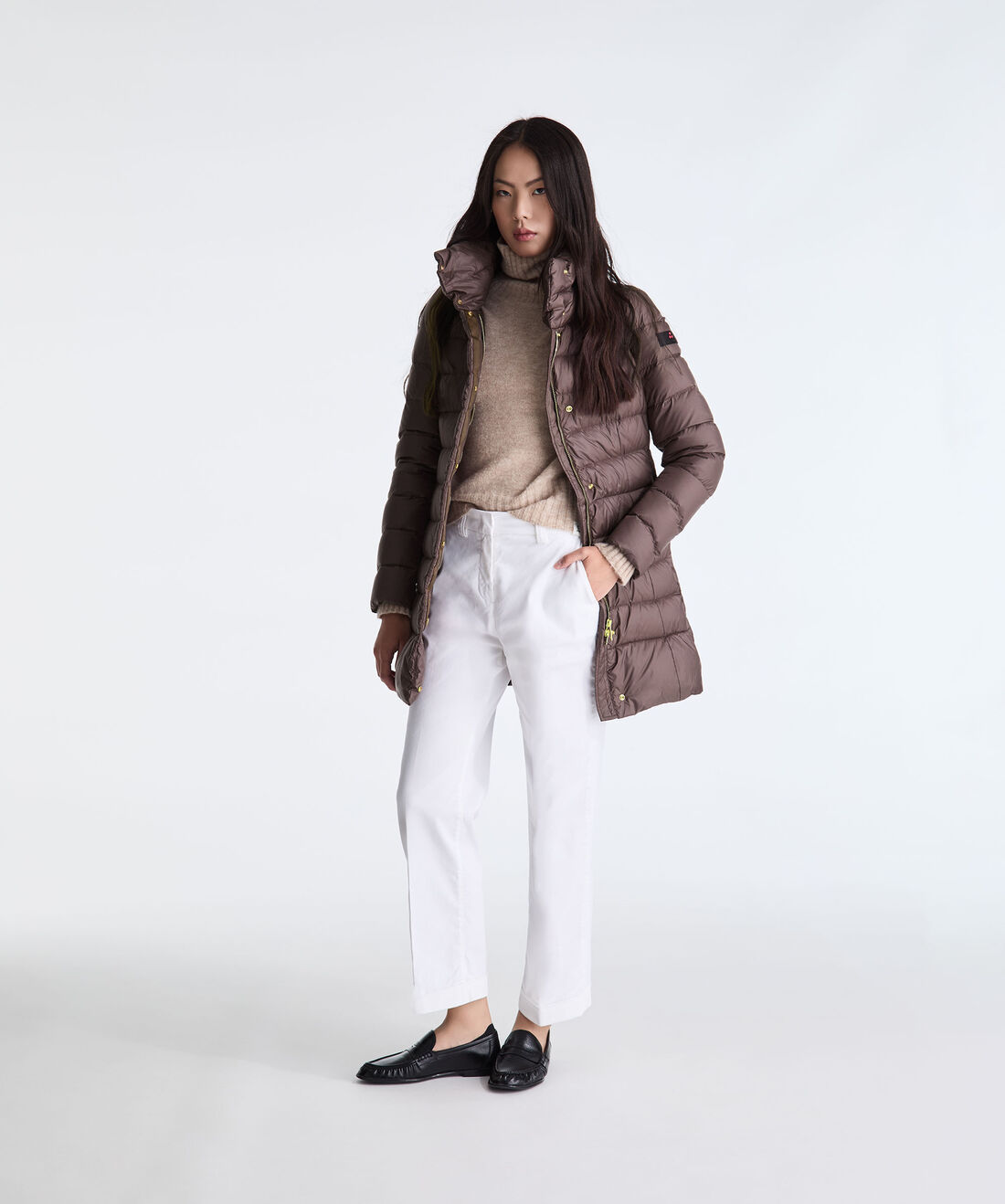 Long Slim Fit High Collar Down jacket
