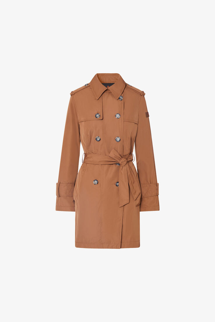 Trench crois&eacute; en taffetas avec ceinture  Peuterey - still-fondo-neutro