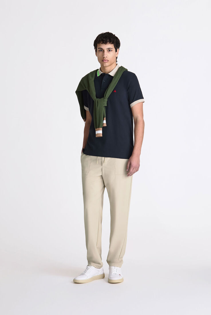 Polo en piqu&eacute; de coton stretch avec d&eacute;tails fluo  Peuterey - medium