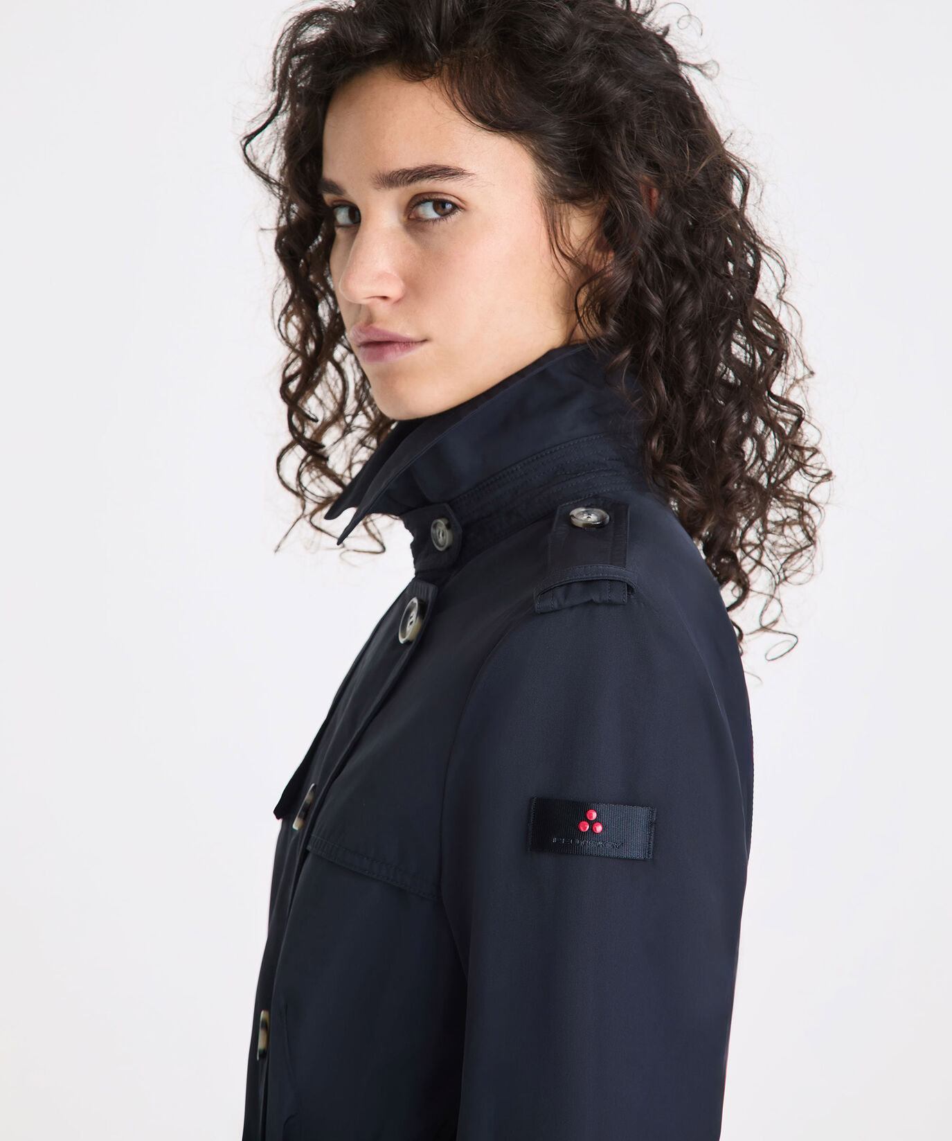 Trench doppiopetto in taffet&agrave; con cintura  Peuterey - large