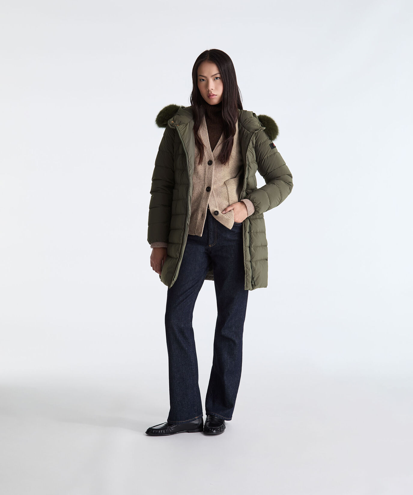 Long Down Jacket with High Collar And Fur Edging  Peuterey - large image number 0